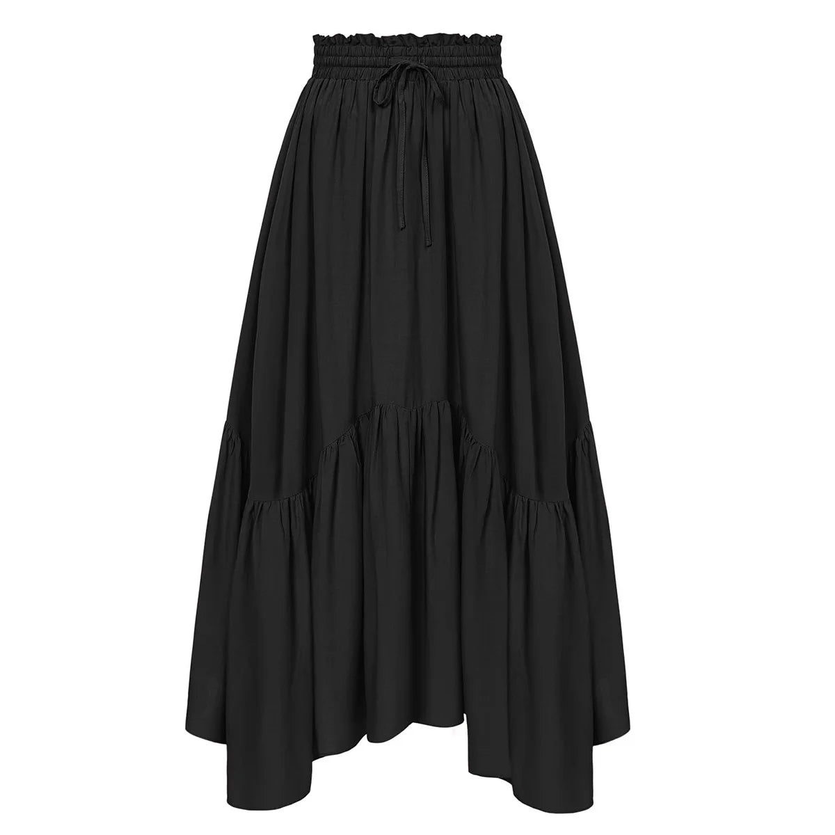 Maxi Skirts for Women High Waist Renaissance Skirt Asymmetry Black Long Skirt