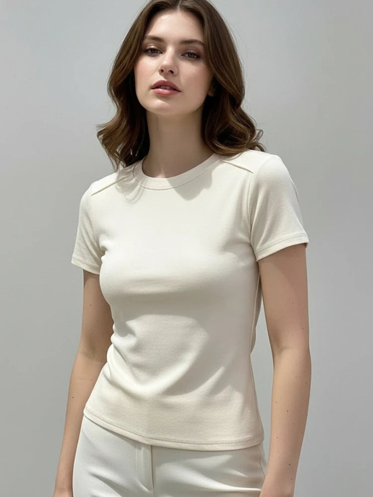 AOSSVIAO 2026 Summer White Women T-shirt Cotton Short-sleeved Student Versatile Loose Half-sleeve T-shirt Harajuku Top Trend